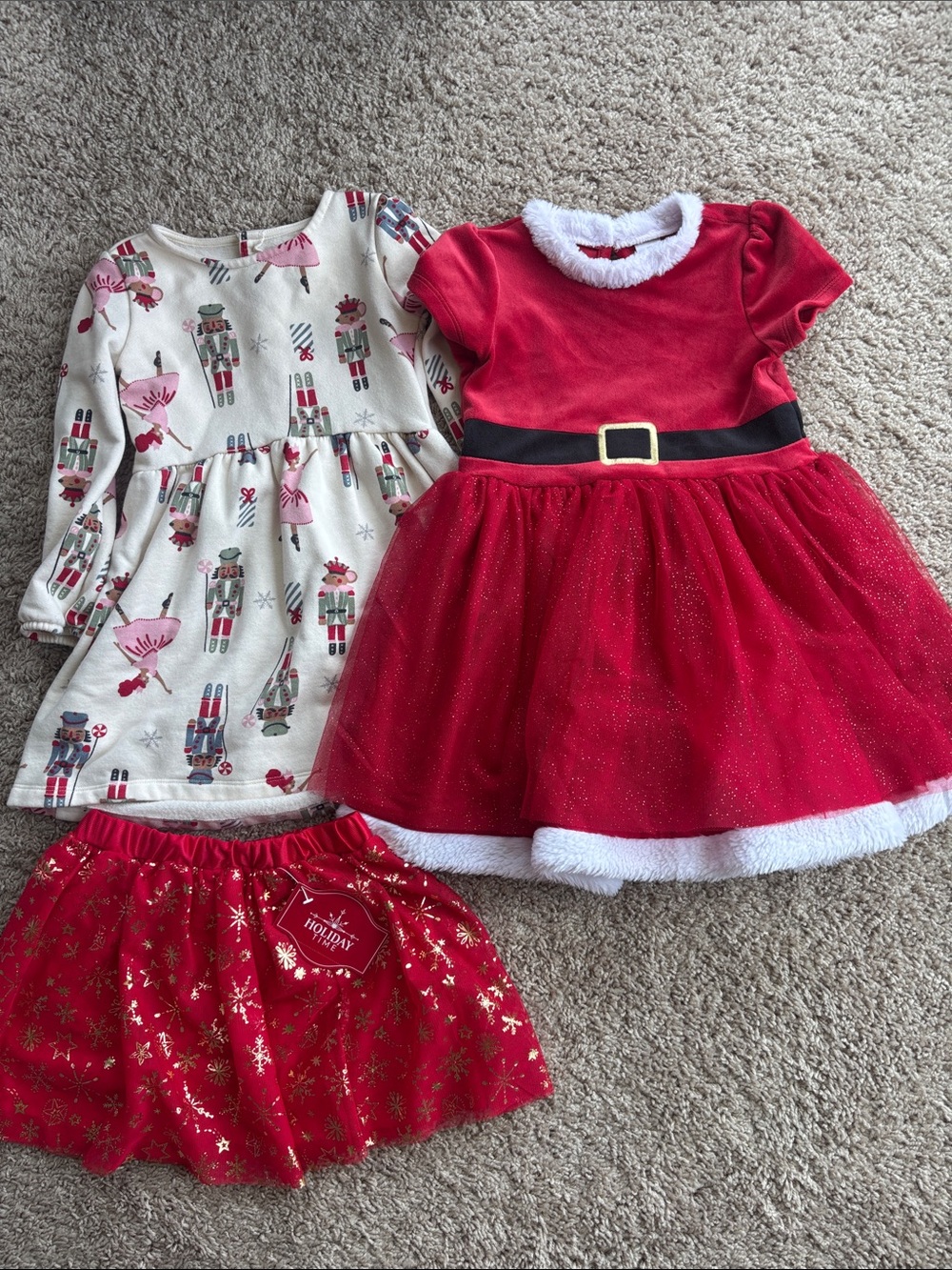 Girls Red Santa Tulle Dress - Holiday Costume